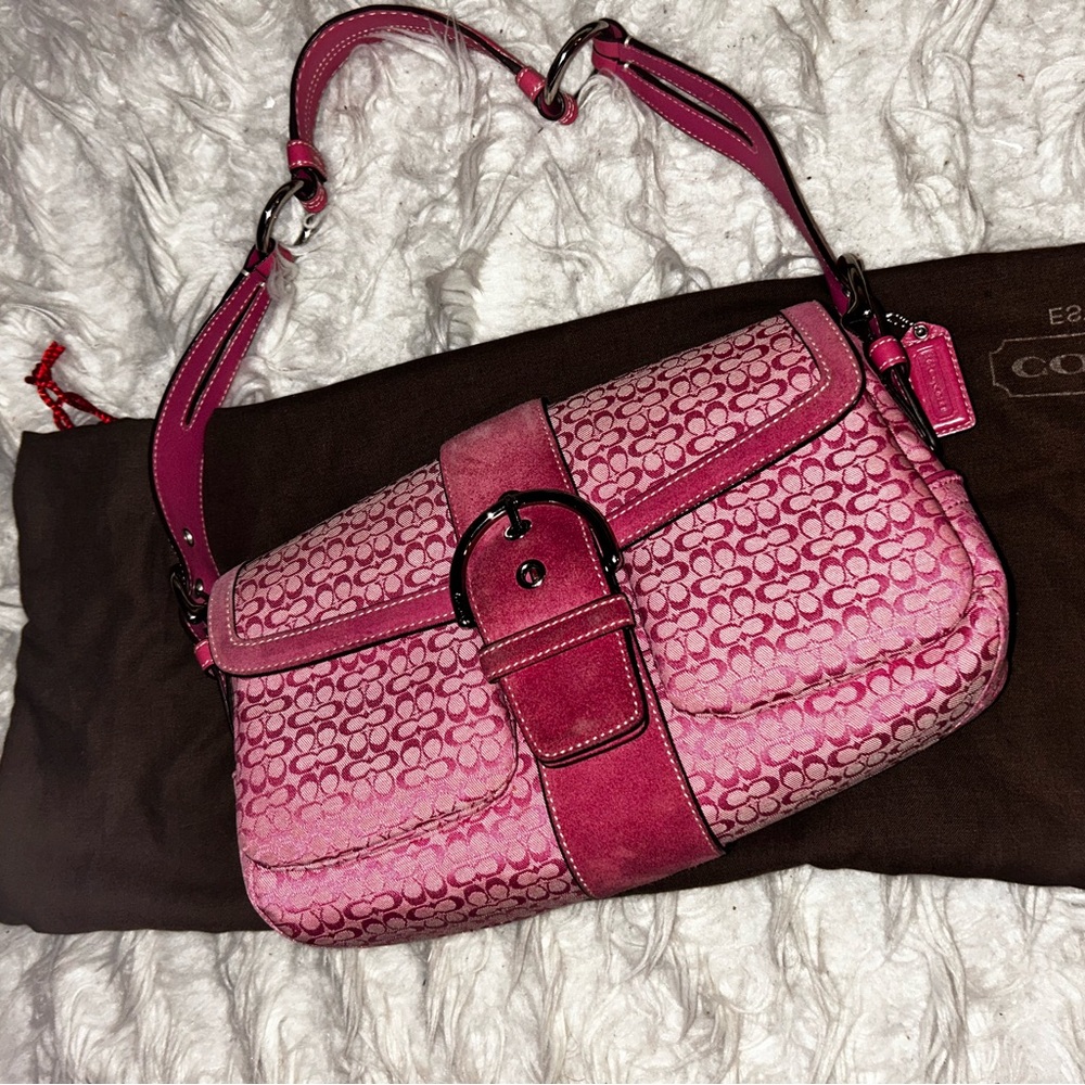 Authentic Vintage Coach Pink Signature Shoulder Bag